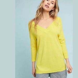 Anthropologie Moth Merino Wool V-Neck Sweater